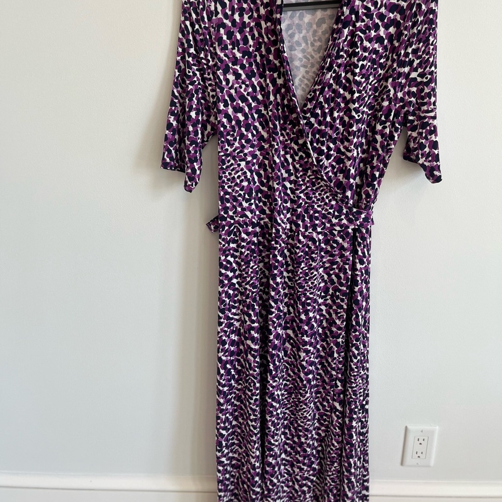 Boden 3/4 Sleeve  Leopard  Jersey  Maxi Wrap Dress  Multi Color UK 18L US 14L